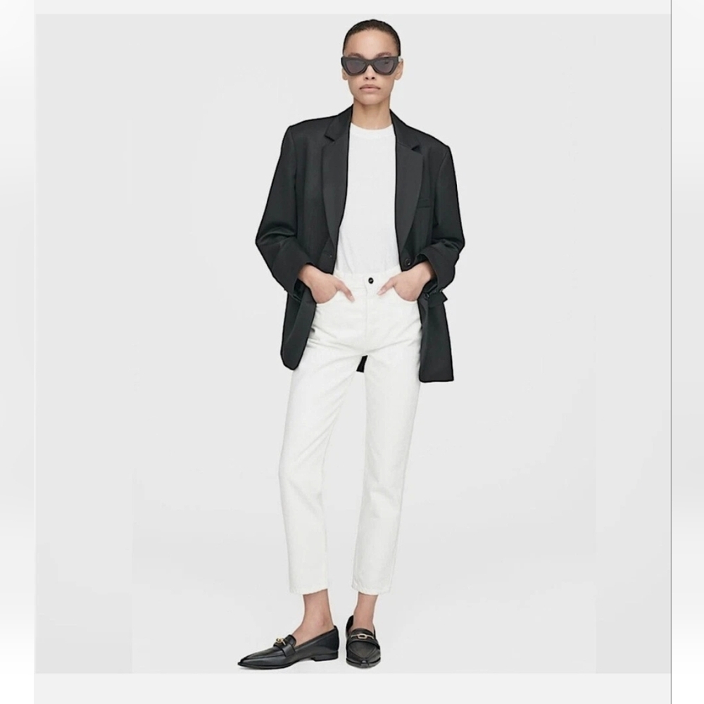 Anine Bing Sonya High-rise Ankle Slim Off White Jeans. Size 28